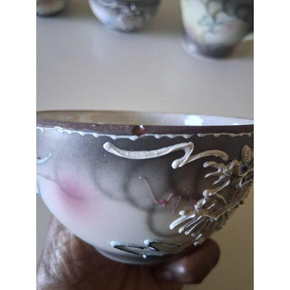 Vintage Japanese Dragon Tea Set Sugar Bowl Creamer 3 Cups  Hand-Painted Moriage - Picture 16 of 16